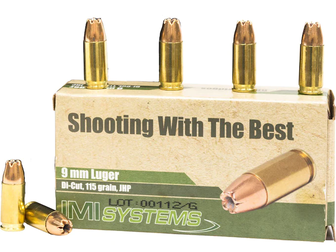 Get IMI 9mm Luger Ammo 115 Grain Jacketed Hollow Point Online