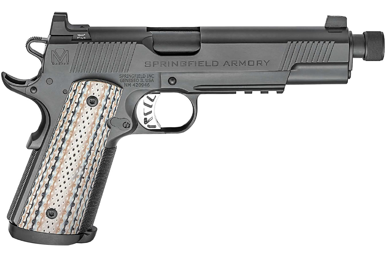 Springfield 1911 Master Class Silent Operator 45ACP Black Nitride with Threaded Barrel Springfield 1911 Master Class Silent Operator 45ACP Black Nitride with Threaded Barrel - Firearms - Illinois Gun Shop